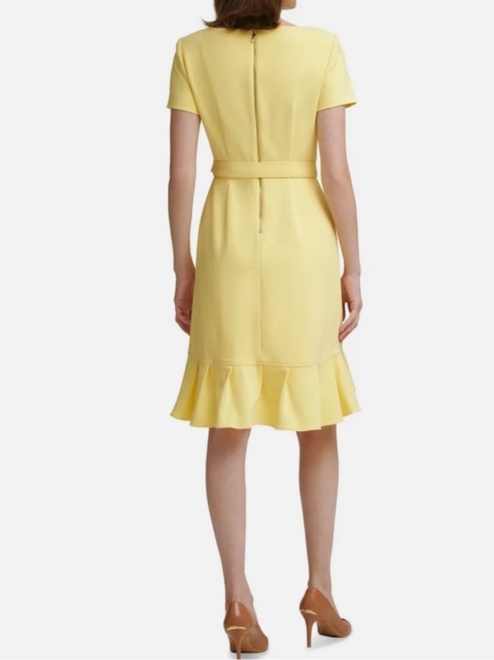 Calvin Klein Yellow Ruffle Wrap Dress - Picture 3 of 14